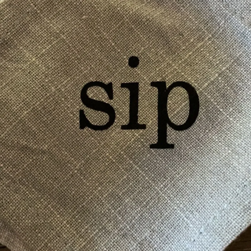Gray and Cream Cotton Linen Sip and Eat Napkins Farmhouse Set of 8